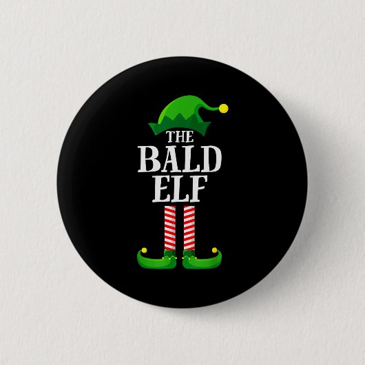 Bald Elf Matching Family Group Christmas Party Pyj 缶バッジ (正面)