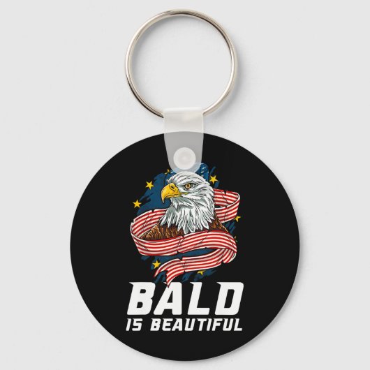 Bald Is Beautiful 7月4日 愛国ワシ アメリカ キーホルダー (正面)