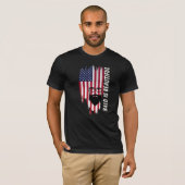 Bald Is Beautiful American Flag Bearded Man T-Shir Tシャツ (正面フル)