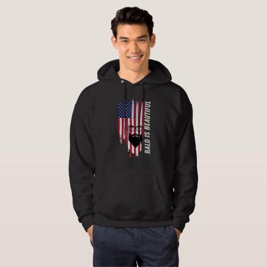 Bald Is Beautiful American Flag Hoodie パーカ (正面フル)