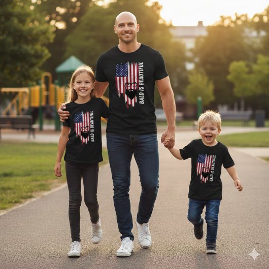 Bald Is Beautiful American Flag Man T-Shirt Tシャツ