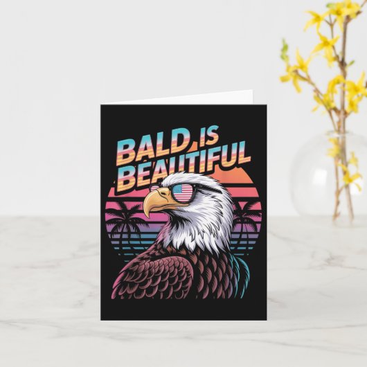 Bald Is Beautiful Eagle Funny 4th Of July カード (黄色い花)