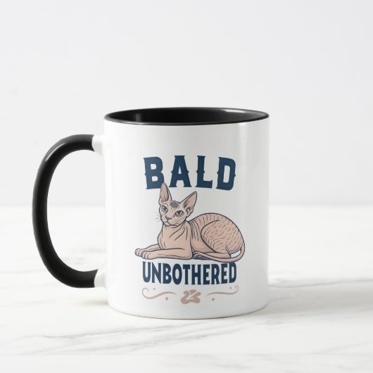 Bald Unbothered Sphynx Cat Graphic Art マグカップ (左)