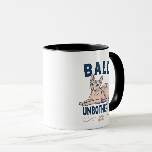 Bald Unbothered Sphynx Cat Graphic Art マグカップ (正面右)