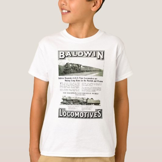 Baldwinの蒸気機関車山は1924年をタイプインします Tシャツ (正面)