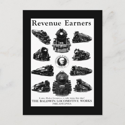 Baldwin機関車、Revenue Earners ポストカード (正面)