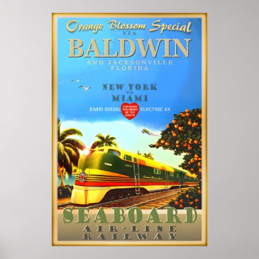 Baldwin Florida Orange Blossom Special Train Art ポスター (正面)