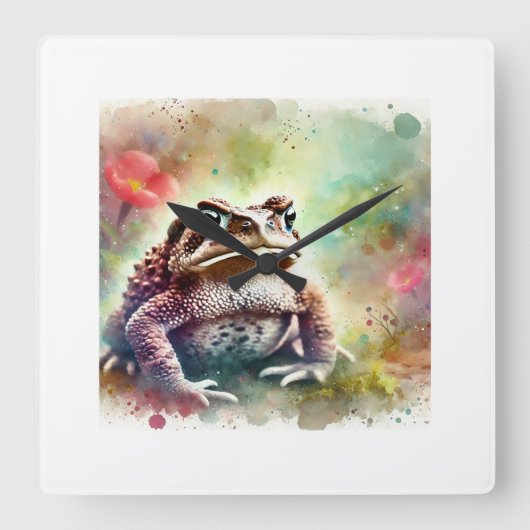 Balearic toad 060824AREF133 - Watercolor スクエア壁時計 (正面)