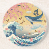 Baleia Celestial entre Cerejeiras – Arte IA コースター (正面)