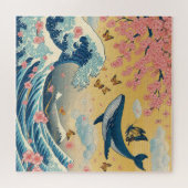 Baleia Celestial entre Cerejeiras – Arte IA ジグソーパズル (横)