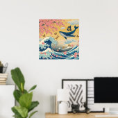 Baleia Celestial entre Cerejeiras – Arte IA ポスター (ホームオフィス)