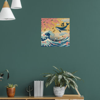 Baleia Celestial entre Cerejeiras – Arte IA ポスター