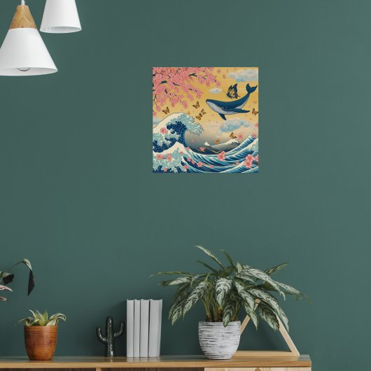 Baleia Celestial entre Cerejeiras – Arte IA ポスター (リビング1)