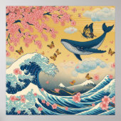 Baleia Celestial entre Cerejeiras – Arte IA ポスター (正面)