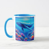 Baleine majestueuse nageant dans un récif. マグカップ (左)
