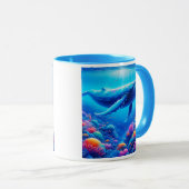 Baleine majestueuse nageant dans un récif. マグカップ (正面右)