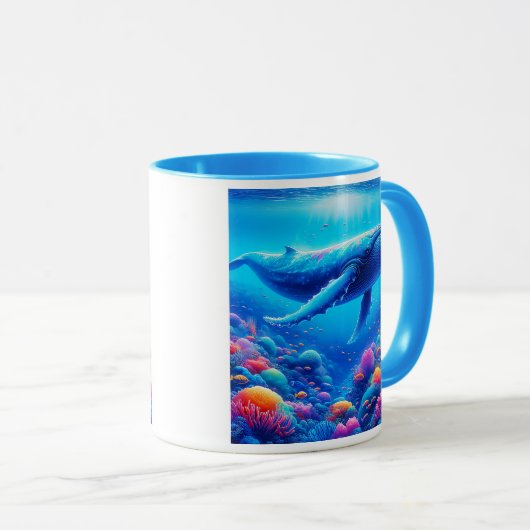 Baleine majestueuse nageant dans un récif. マグカップ (正面右)