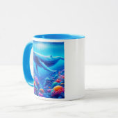 Baleine majestueuse nageant dans un récif. マグカップ (正面左)