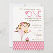 Balerinaの小さい猿の誕生日 招待状 (正面)