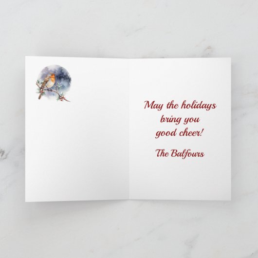 Balfour Crest & Robin付きタータンチェックパーソナライズされた カード (内部)