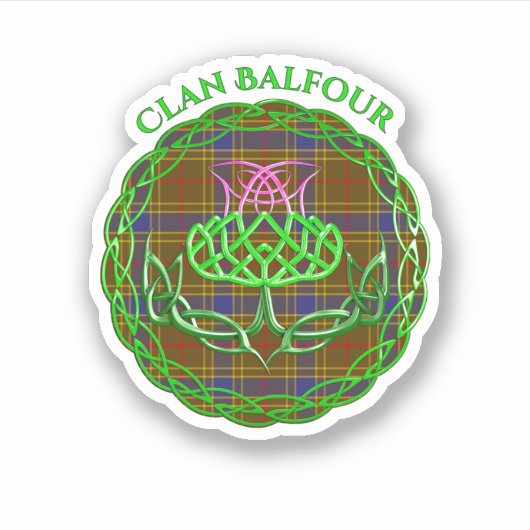 Balfour Scottish Tartan Celtic Thistle シール (正面)