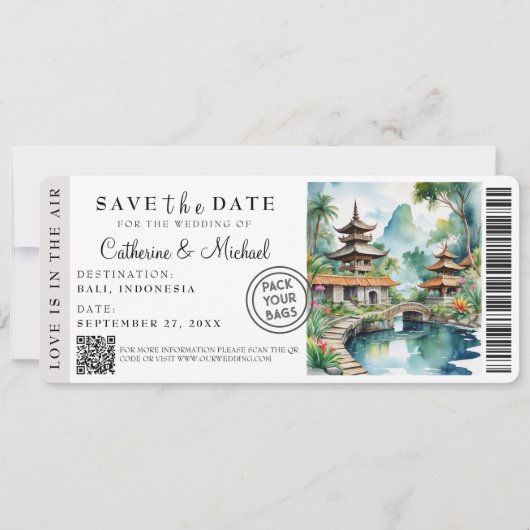 Bali Indonesia Boarding Pass Destination セーブザデート (正面)