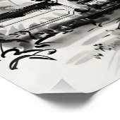 Bali Indonesia Ink Wash Landscape ポスター (コーナー)