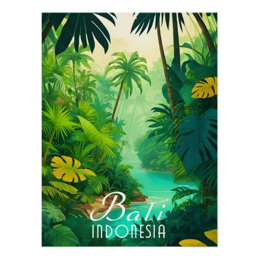 Bali Indonesia Jungle Travel Poster ポスター (正面)