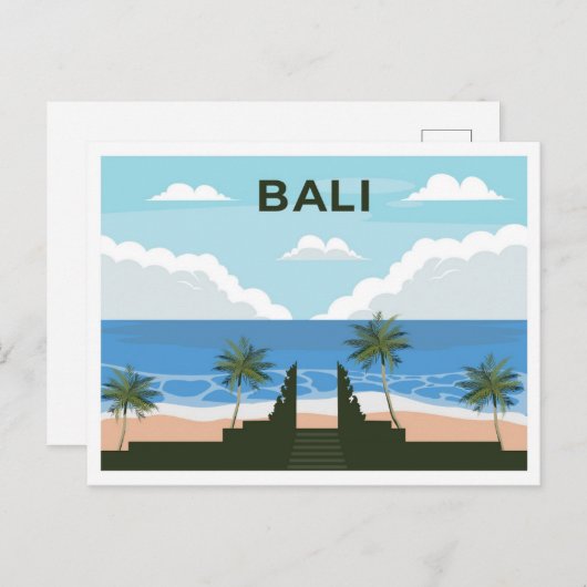 Bali Indonesia travel place illustration ポストカード (正面/裏面)