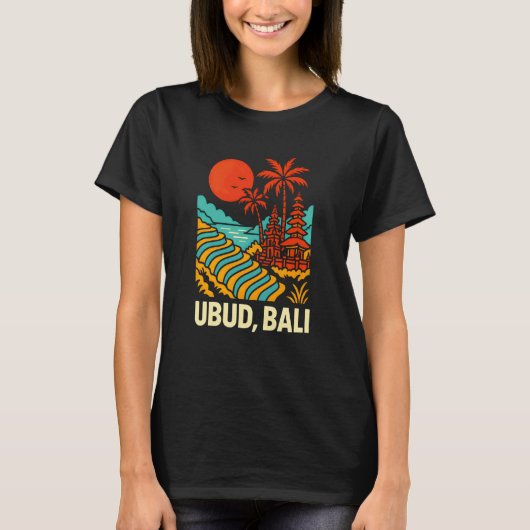 Bali Indonesia Ubud Vintage Womens Coastal Living Tシャツ (正面)