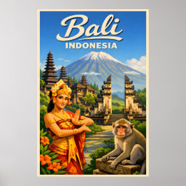 Bali Indonesia - Vintage Travel Poster ポスター