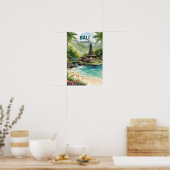 Bali Indonesia Watercolor Travel Tropical ポスター (キッチン)