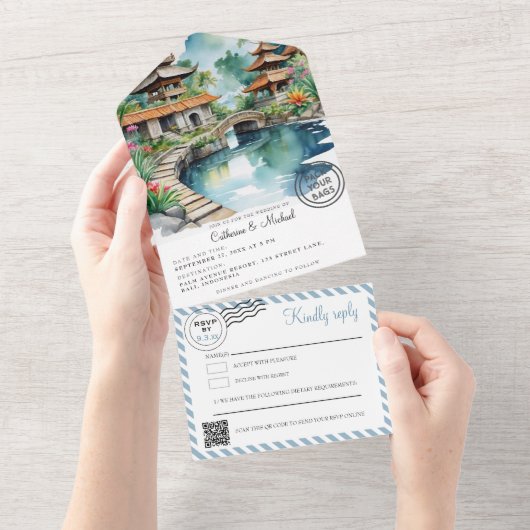 Bali Indonesia Wedding オールインワン招待状 (貼ってはがせる)