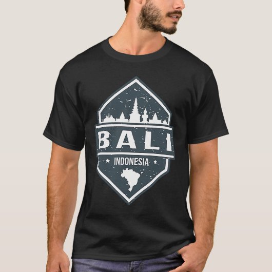 Bali Indonesia With Bali Island And Silhoutte of C Tシャツ (正面)