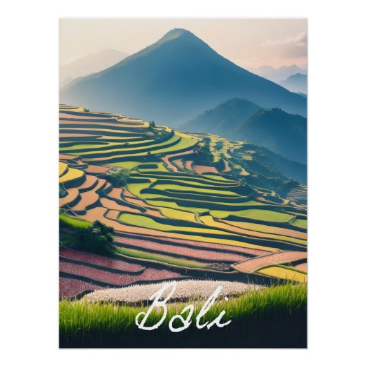 Bali Rice Terraces Travel Poster ポスター (正面)