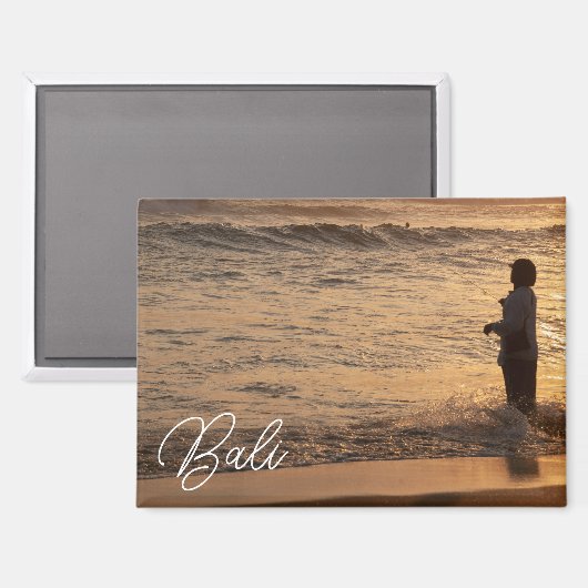 Bali Sunset Fisherman Fridge Magnet マグネット (正面/裏面)