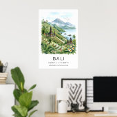 Bali Wall Art Print Tiered Rice Fields and Pastel ポスター (ホームオフィス)