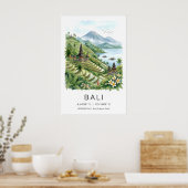 Bali Wall Art Print Tiered Rice Fields and Pastel ポスター (キッチン)
