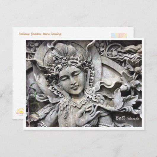 Balinese Goddess Stone Art Travel Postcard シーズンポストカード (正面/裏面)