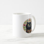Balkan Folk Art Black Cat コーヒーマグカップ (正面右)
