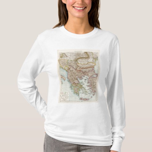 Balkanhalbinsel -バルカン半島の地図 tシャツ (正面)