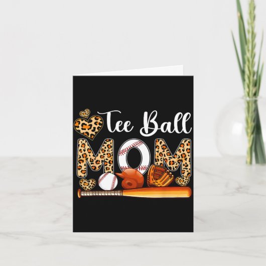 Ball cute mom leopard costume baseball mother's da カード (正面)