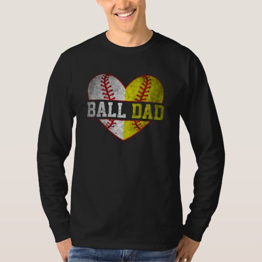 Ball Dad Softball Baseball For Men Father Day Tシャツ (正面)
