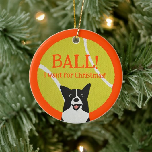 BALL! I want for Christmas! : Border Collie セラミックオーナメント (ツリー)