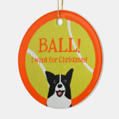 BALL! I want for Christmas! : Border Collie セラミックオーナメント (左)