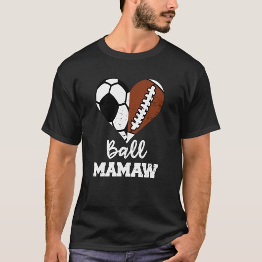 Ball Mamaw Heart Funny Soccer Football Mamaw Tシャツ (正面)