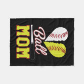 Ball Mom Baseball Softball Mom フリースブランケット (正面(横))