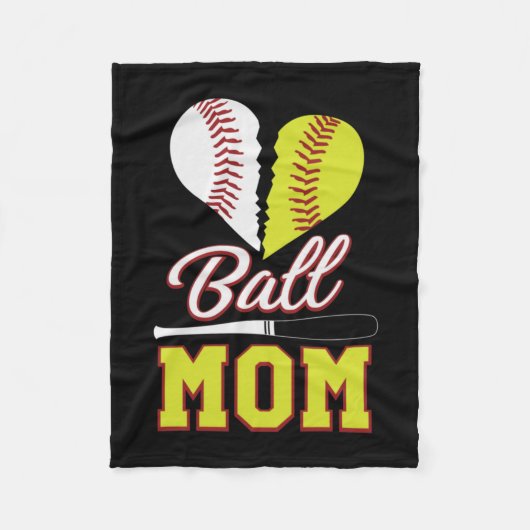 Ball Mom Baseball Softball Mom フリースブランケット (正面)