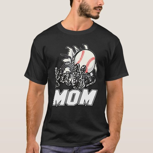 Ball Mom Cheetah Baseball Softball Mama Women Moth Tシャツ (正面)