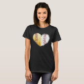 Ball Mom Heart Baseball Softball Mama Women Mother Tシャツ (正面フル)